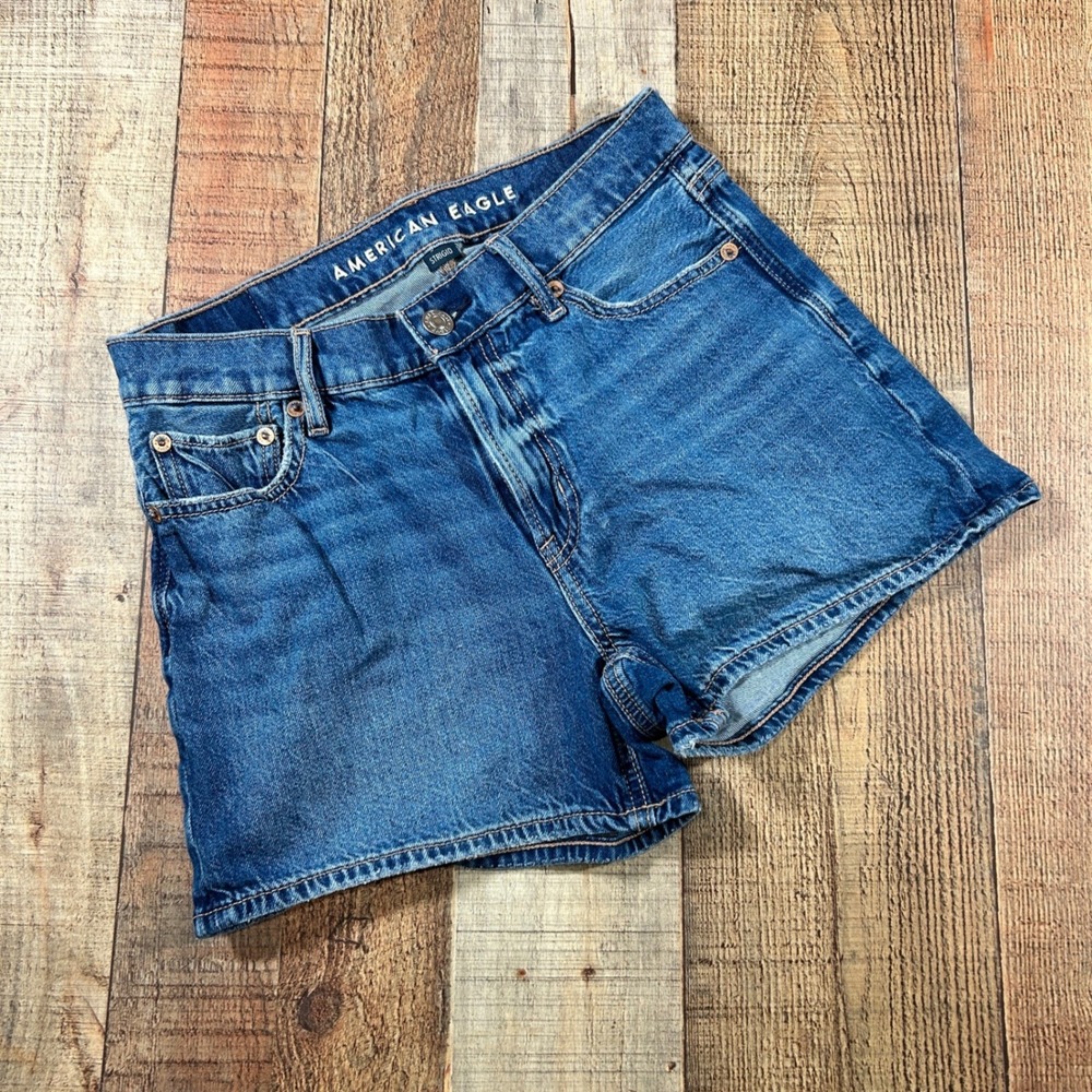 American Eagle Size 00 Blue Cotton Strigid High Rise Denim Jean Shorts